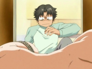 Tied up anime boy licking a hard firm cock and riding hard c