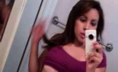 Busty Teen Hottie Shows Her Big Tits While Taking Selfie