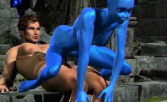 Human Fucking 3D Blue Alien Girl!