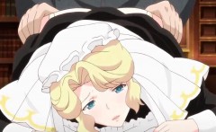 Anime Maid Jerks Cock With Her Huge Boobs