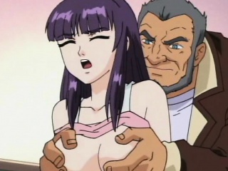 Tied up hentai doll on knees blowing cock