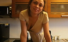 Teasing session in the kitchen with a hottie