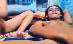 Two Naughty Tranny Jerks And Fuck On Cam