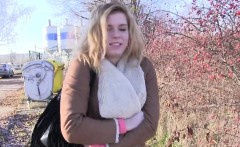 Blonde Czech amateur bangs outdoor