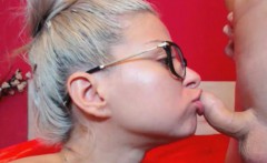 Gorgeous Amateur Blonde Tasteful Blowjob with Glasses