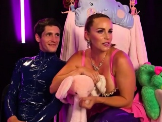 Busty Mistress in Latex Pegging Guy