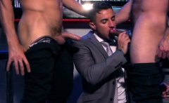 Muscle gay threesome and facial