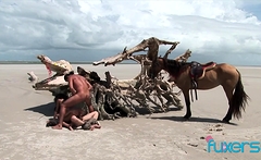 Brazilian beach threesome