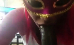 Masked Ebony Chick Swallow After Blowjob