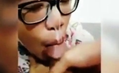 SandpDecent - Tudung Virgin Uni Student Nerd Cum on Face