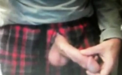 Dad In Shorts With Hung Mushroom Head Cock On Cam