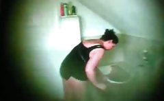 Catching my Mom on hidden cam in bathroom