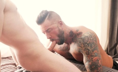 Young jock fucks tatted muscle daddy Dolf Dietrich bareback