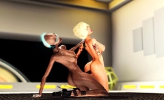 Hot alien sex in Saturn orbit. Sexy blonde loves black cock