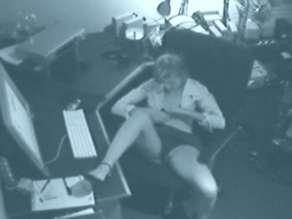 Office whore masturbates