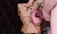 Bag headed teen sucking