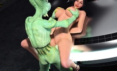 3D Hot Blonde Impaled by Alien!