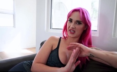 Pink Haired Milf Mom Emptying A Big Cock