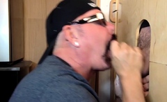 Gloryhole DILF facial jizzed after BJ