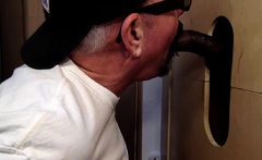 Gloryhole mature gay sucks black meat