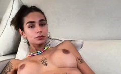 Shemale tranny enjoying solo masturbation