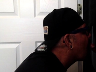Gloryhole mature sucks and jerks dick
