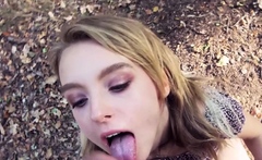 Small 18yo tourist teen seduced in public for outdoor sex