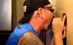 Homemade gloryhole DILF sucks black dong