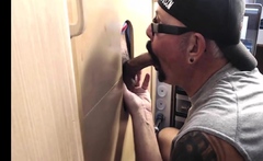 BJ gloryhole DILF with moustache sucks