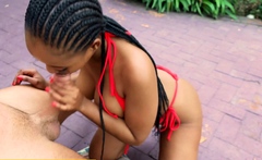 Black bikini model fucked at pool set