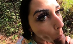 Brunette from village blowjob outdoors
