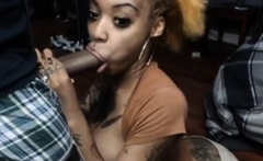 Black Beauty's Lips And Tits Covered In Cum