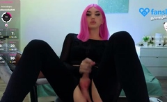 Ebony Tranny Brii Jerks Her Black Boner In Solo Masturbation