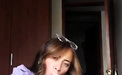 Brunette solo honey shows her masturbating skills