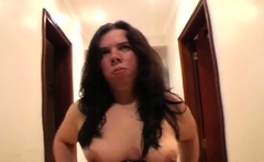 Cheerful bombshell blowing like a pornstar