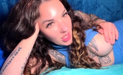 Brunette amateur babe strips off and masturbates