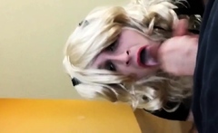 Sissy Crossdresser Takes on BBC for a Sloppy Blowjob