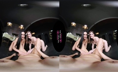 Sexy Brunette Teen Threesomed