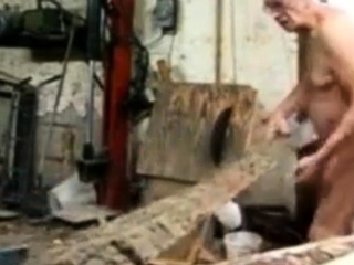 Silver Fox Strokes Wood at the Sawmill