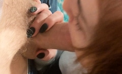 Amateur redhead MILF has facial
