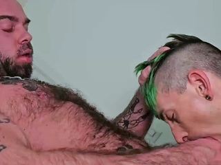 Green Hair Gay Takes Horny Cock After BJ