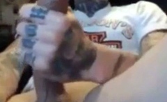 Latin Twink With Biggest Tattooed Cock Masturbates