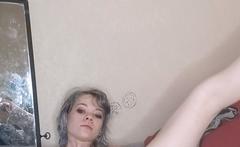 Sensual blonde cutie fingers wet pussy in solo