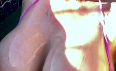 Beautiful Brunette Big Boobs Rides Fake Cock