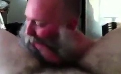 Bearded Daddy Sucks Big Cock