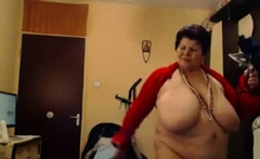 Big-Titted BBW Granny Dances on Webcam