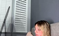 Hot Blonde Babe In Black Nylons Masturbates Solo