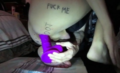 Huge Purple Dildo Stretches Me Out