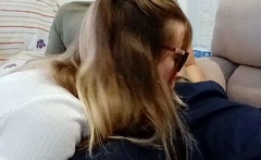 Blonde Babe's Clothes Ruined By Extreme Bukkake Before Work
