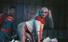 Superman inserts Harley Quinn's bat into his anus